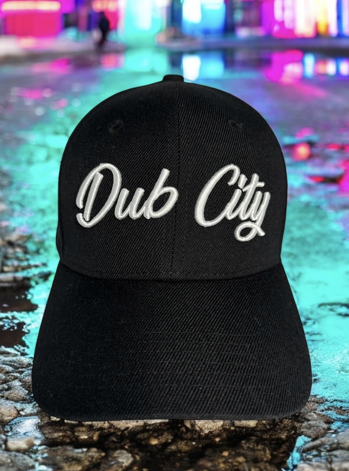 DUB CITY "CLASSIC BLACK/WHITE" PREMIUM 6 PANEL SNAPBACK BASEBALL CAP