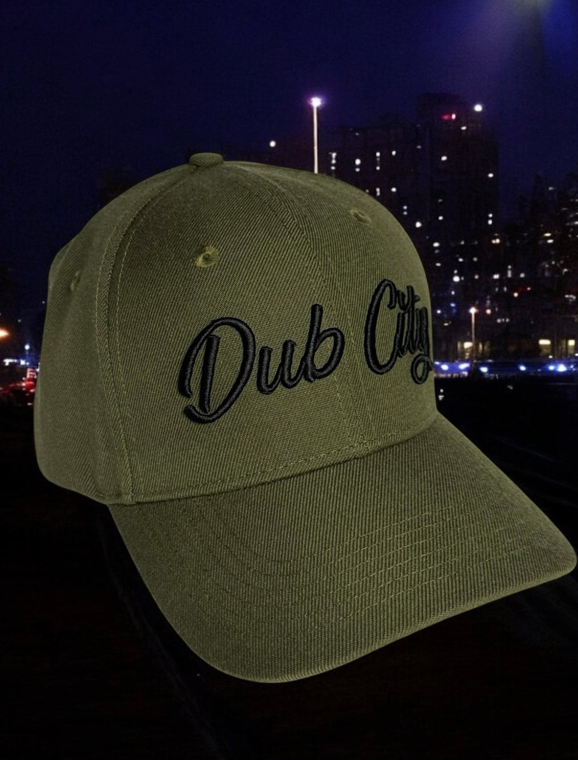 DUB CITY "KHAKI GREEN/BLACK" PREMIUM 6 PANEL SNAPBACK BASEBALL CAP