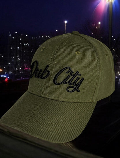 DUB CITY "KHAKI GREEN/BLACK" PREMIUM 6 PANEL SNAPBACK BASEBALL CAP